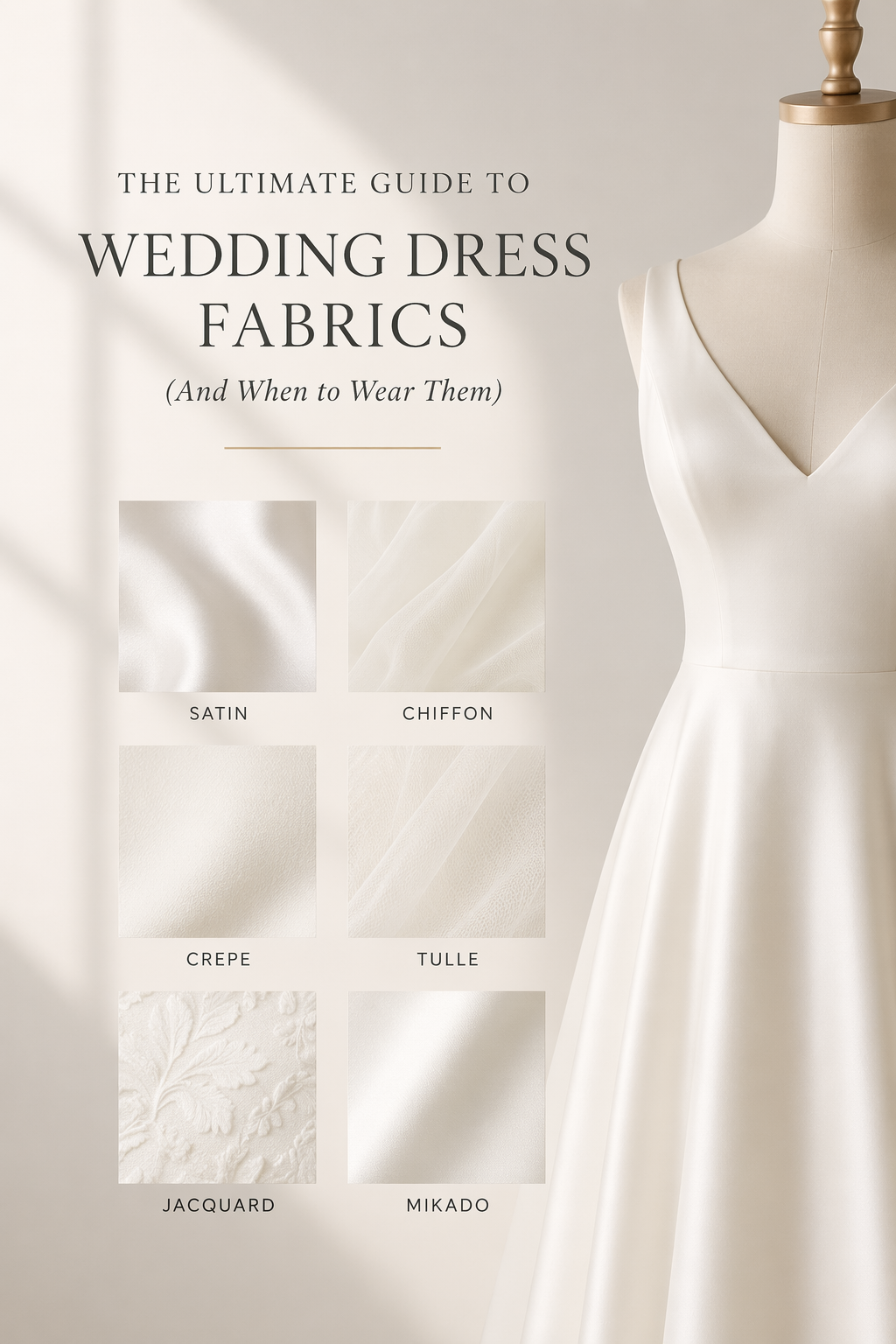 The Ultimate Guide to Wedding Dress Fabrics (And When to Wear Them)